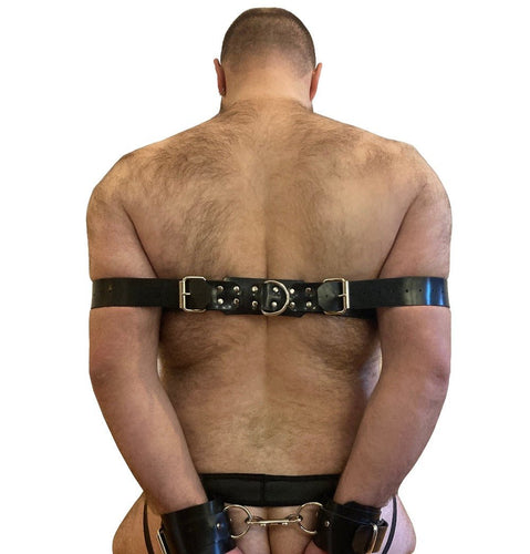 Heavy Rubber Bicep Binder - Vilain Garçon - A heavy rubber bondage strap for tie arm bihide the back.